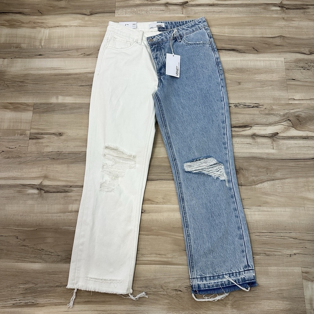 Never Worn With Tags Vervet Two-Tone White & Light Wash High Rise Jeans Size 26